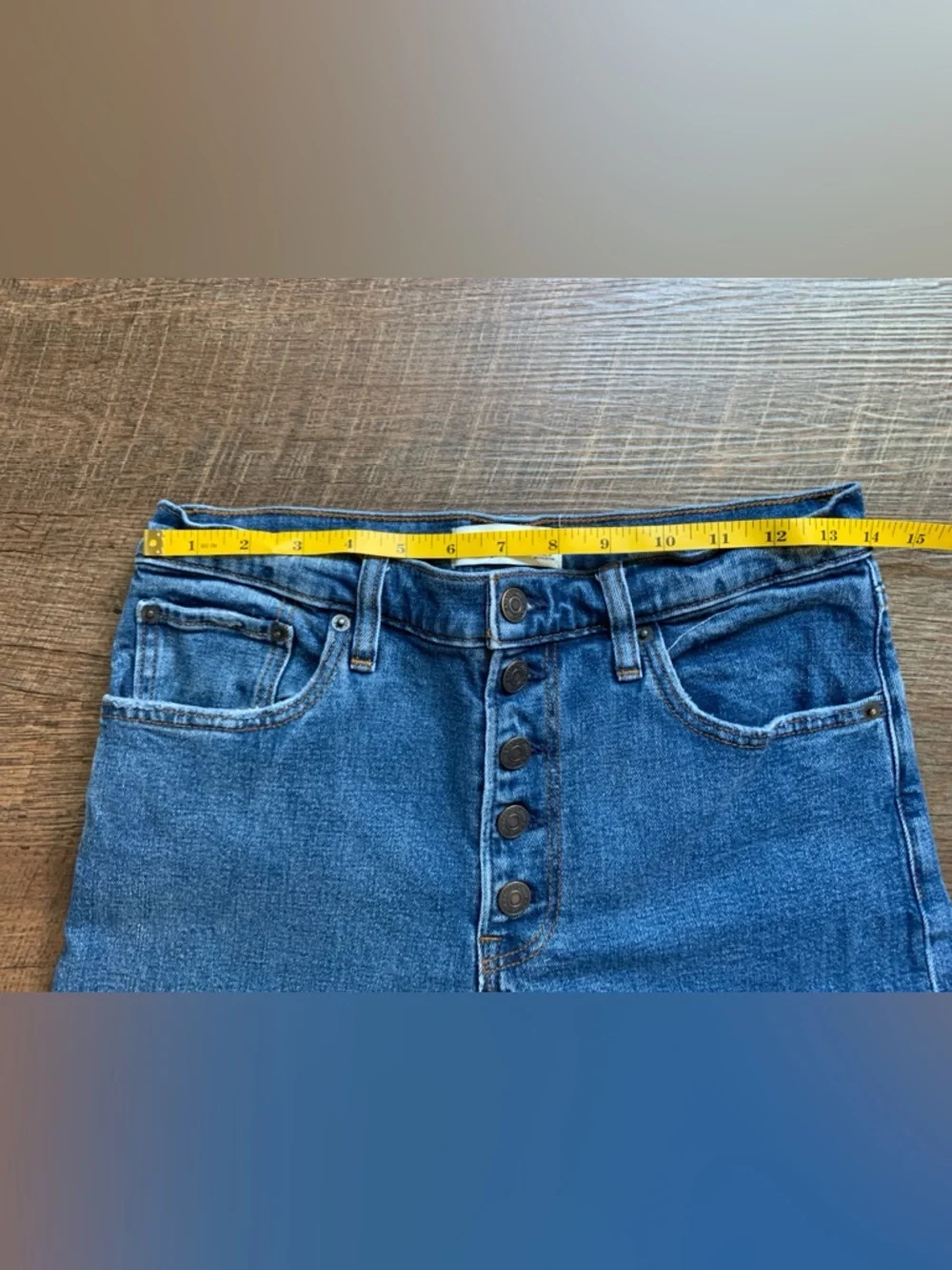 Abercrombie & Fitch The Mom high-rise jeans straight leg raw hem sz 28 EUC 6 - Picture 14 of 16